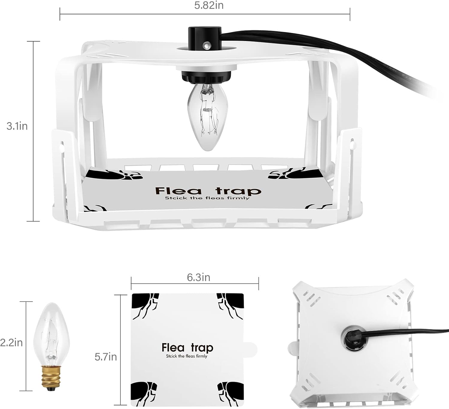 Trampas eléctricas para pulgas para el interior de tu hogar (2 paquetes), trampa retráctil para pulgas con repuesto de trampa adhesiva para pulgas y
