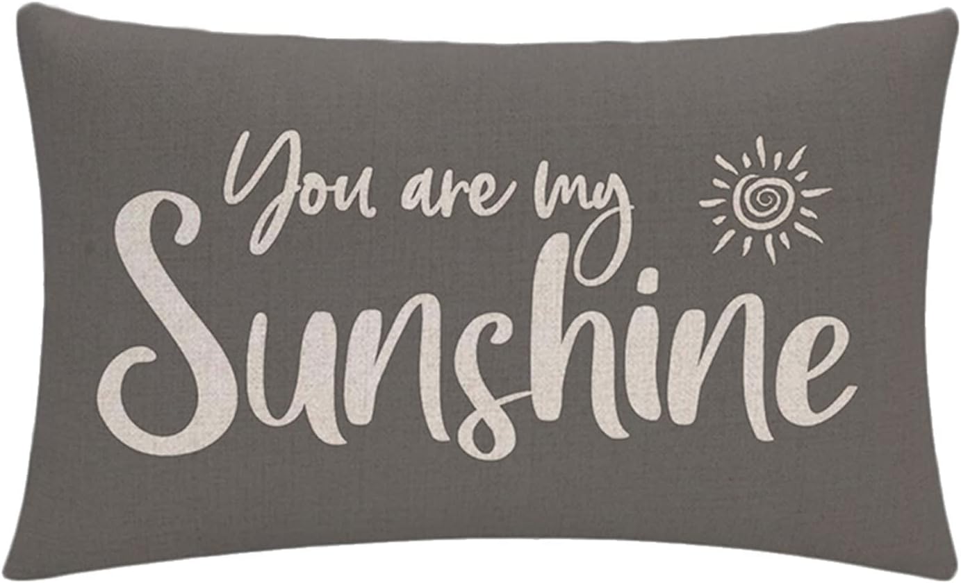 7COLORROOM Paquete de 2 fundas de almohada rectangulares para decoración de granja, Hello SunshineYou are My Sunshine, fundas de cojín de cintura