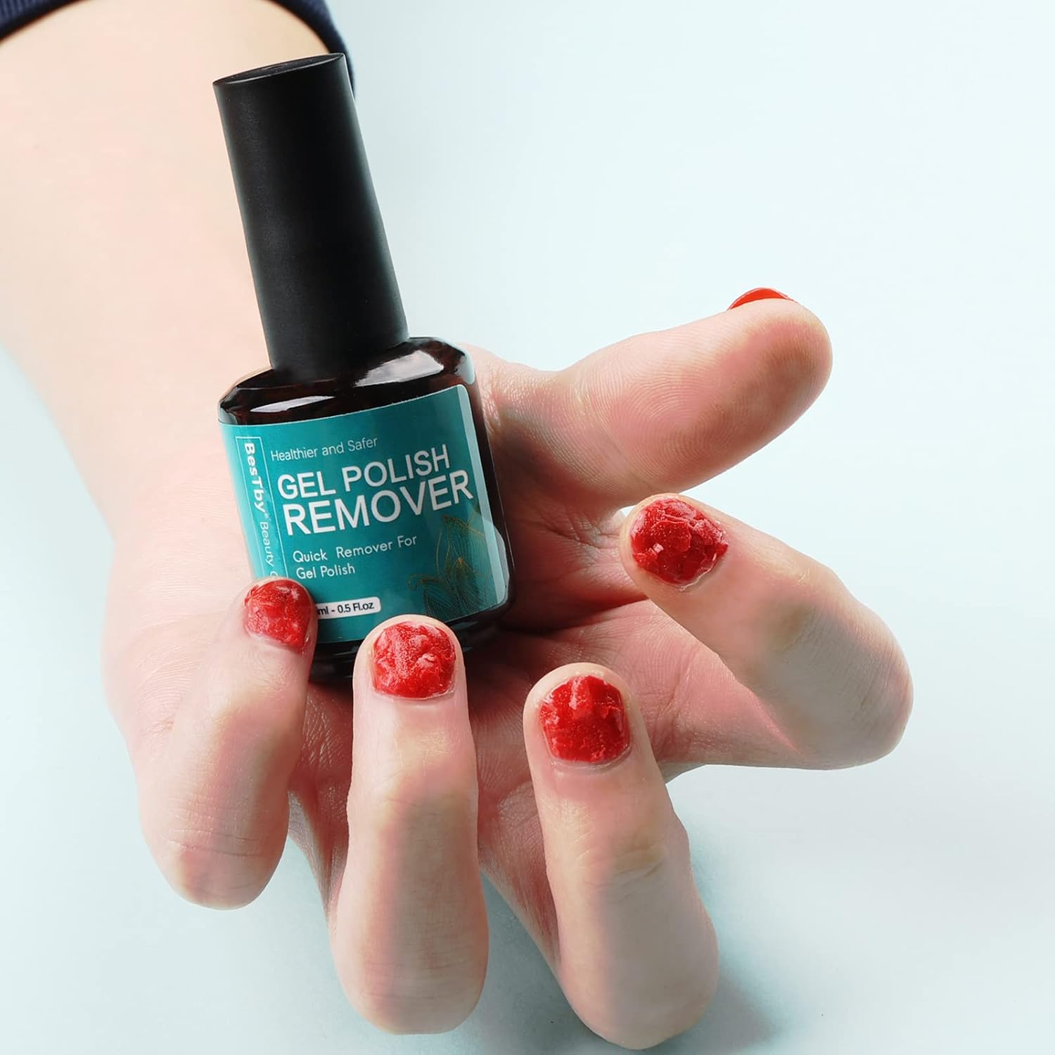 Removedor de esmalte de uñas de gel (2 paquetes de 0.5 fl oz), removedor de esmalte de gel profesional de 3 a 5 minutos con cinta de látex líquido