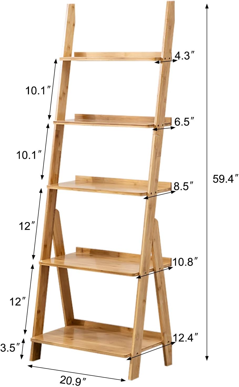 Estantería y estante de bambú de 5 niveles y estante para libros de 59.4 pulgadas, estante de almacenamiento de bambú multiusos para oficina en