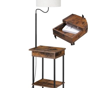 EDISHINE Lámpara de pie con mesa, luz de mesita de noche lateral con 1 cajón y 1 estante, lámpara de pie con estante de noche, mesa auxiliar pequeña EDISHINE Lámpara de pie con mesa, luz de mesita de noche lateral con 1 cajón y 1 estante, lámpara de pie con estante de noche, mesa auxiliar pequeña