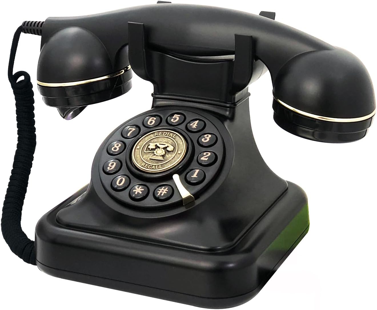 Teléfono fijo retro para el hogar, teléfono negro antiguo con cable TelPal con cable, teléfono antiguo con botón de 1930, teléfono vintage con botón