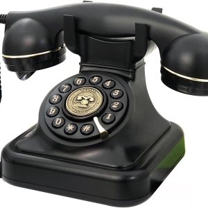 Teléfono fijo retro para el hogar, teléfono negro antiguo con cable TelPal con cable, teléfono antiguo con botón de 1930, teléfono vintage con botón Teléfono fijo retro para el hogar, teléfono negro antiguo con cable TelPal con cable, teléfono antiguo con botón de 1930, teléfono vintage con botón