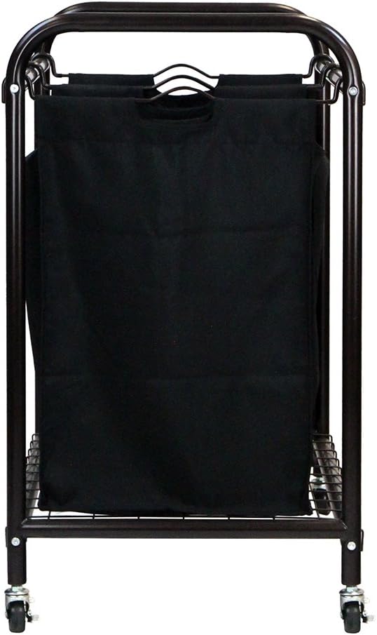 Oceanstar Clasificador de ropa rodante de 2 bolsas, bronce