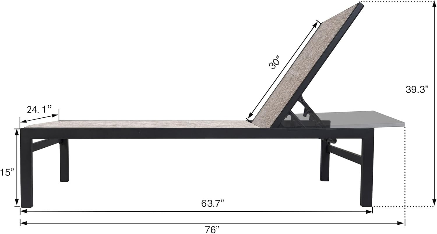 Kozyard Chaise Lounge al aire libre, juego de 1 tumbona de aluminio para exteriores, tumbona plana para piscinas, patio y descanso al aire libre –
