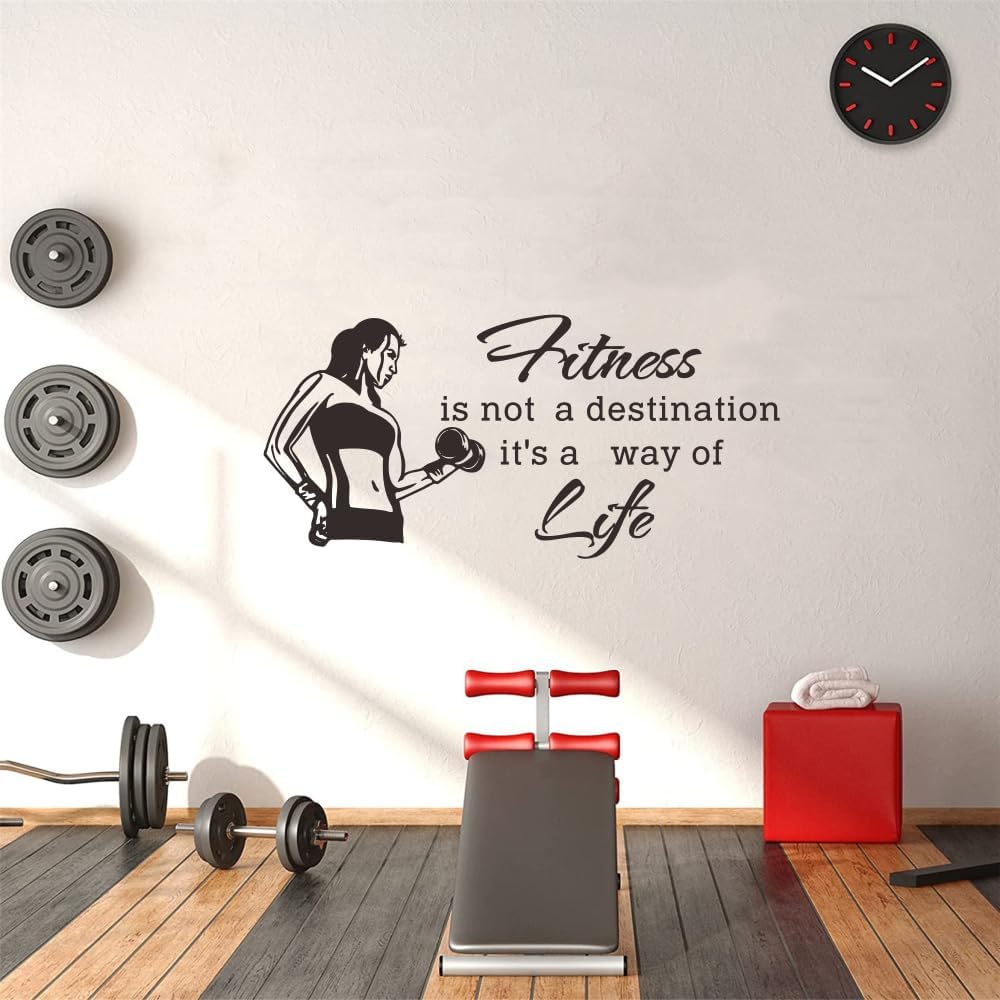 Calcomanía de pared de fitness, calcomanía de vinilo para levantamiento de pesas para mujer para gimnasio y decoración del hogar, diseño único