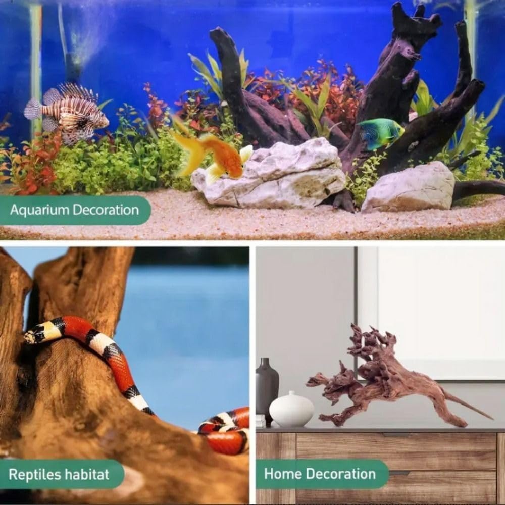 Decoraciones de madera flotante para acuario, ramas de madera natural sumergibles, decoración de pecera, tamaño surtido, tronco, reptil, hábitat,