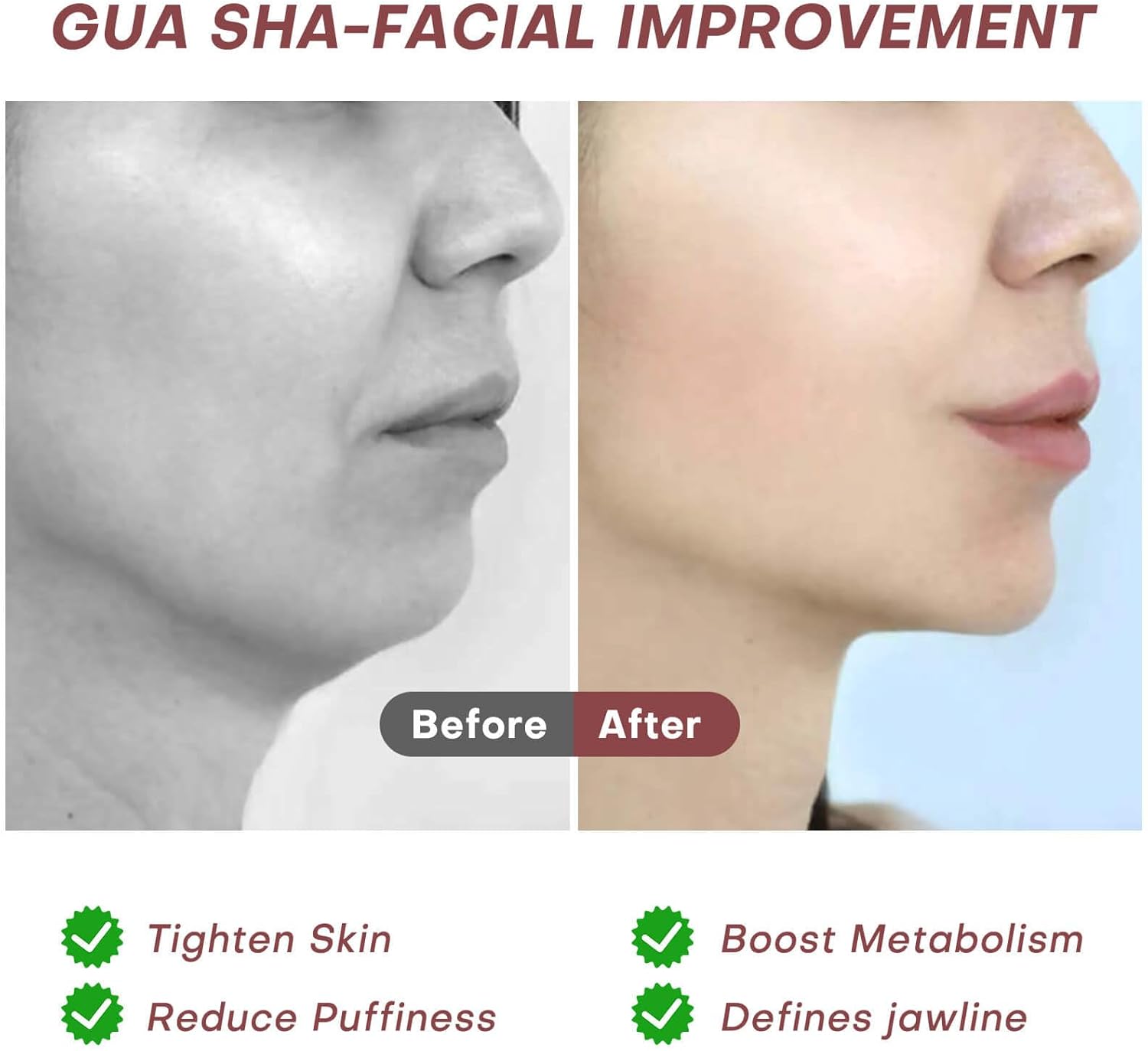 Herramientas faciales de metal Gua Sha, herramienta guasha para cara, herramienta Gua Sha 100% acero inoxidable 304, juego de guasha premium para