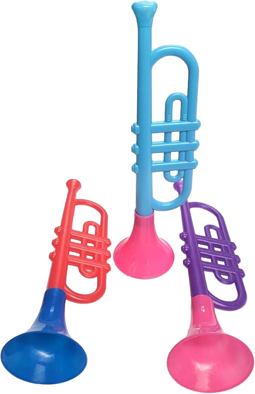 Trompetas de plástico coloridas (13 pulgadas), juguetes musicales ruidosos para niños, instrumentos para fiestas y eventos, regalos geniales de