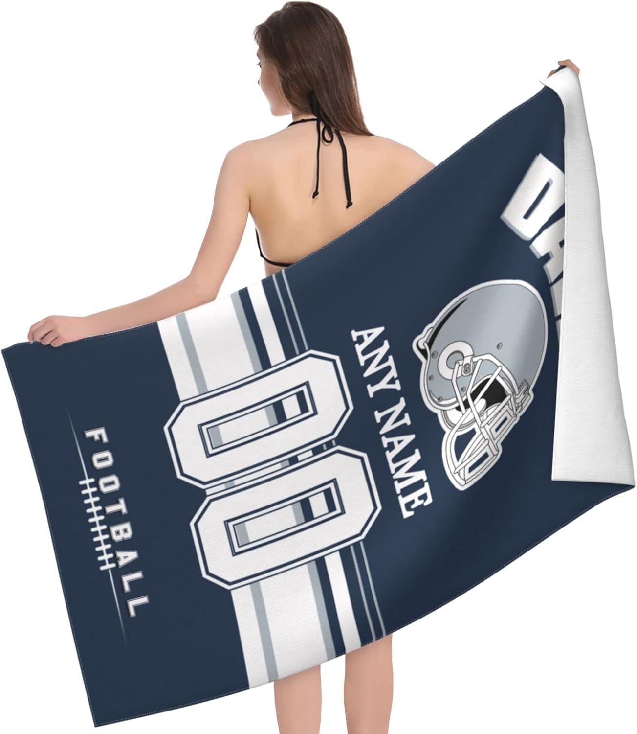 Toallas de playa personalizadas Dallas, toalla de playa personalizada con número de nombre, toalla de baño suave personalizada, manta de playa,
