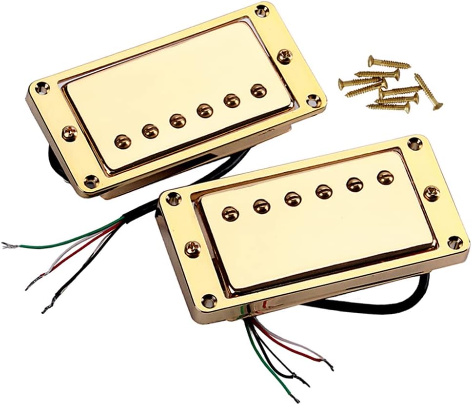 Ogdni Juego de pastillas Humbucker de guitarra, cuello de doble bobina y pastilla de puente piezas de repuesto para guitarra eléctrica LP (dorado)