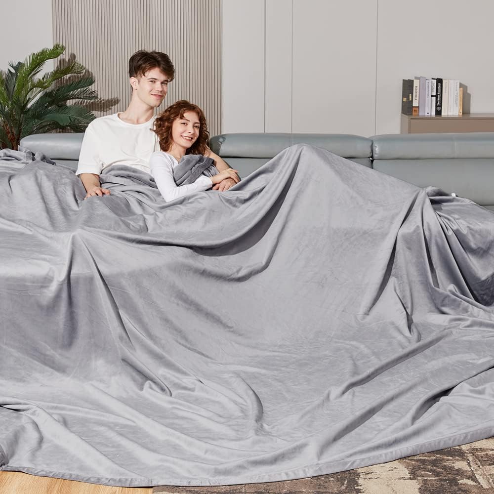 Krifey Manta de tamaño King extragrande de 120 x 120 pulgadas, cómodas mantas gruesas sin costuras para cama, sofá, campamento, picnic, manta cálida