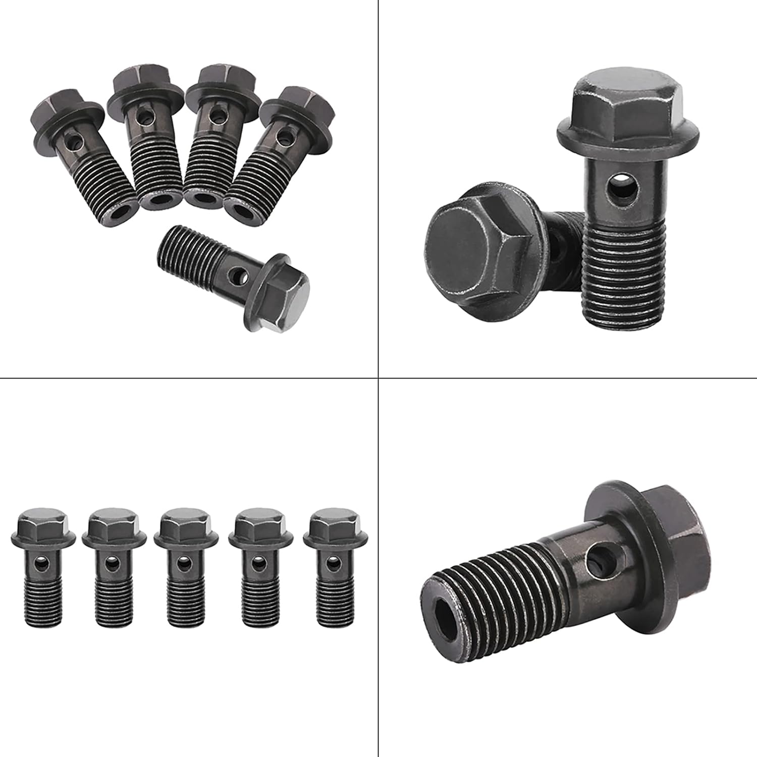 5 pernos de banjo para motocicleta, perno de freno de motocicleta, hierro de alta calidad, kit de arandela de sellado para pinza de freno (M10 ×