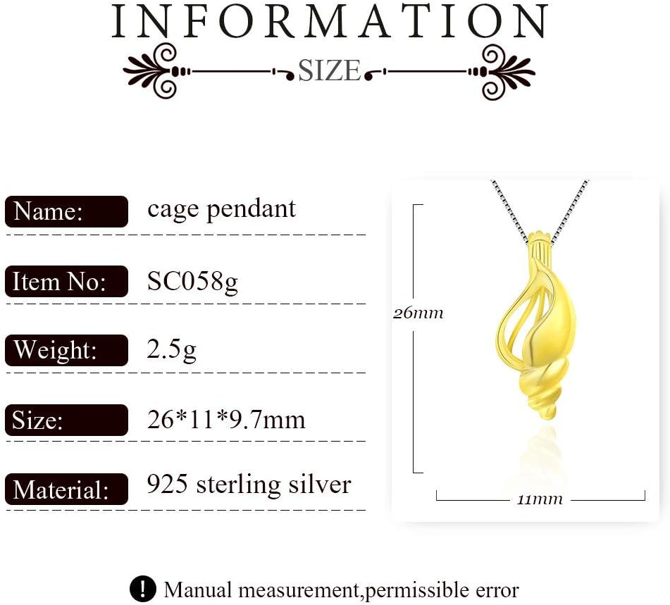 Colgantes de jaula de caracola, dije de manualidades para hacer collares, pulseras, joyas (plata de ley, chapado en oro de 24 quilates), Metal, no