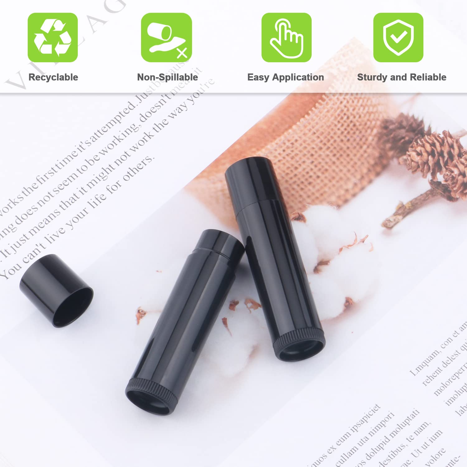 50 tubos de bálsamo labial giratorios de 0.15 onzas, recipientes de plástico vacíos para bálsamo labial giratorios, para pintalabios caseros,