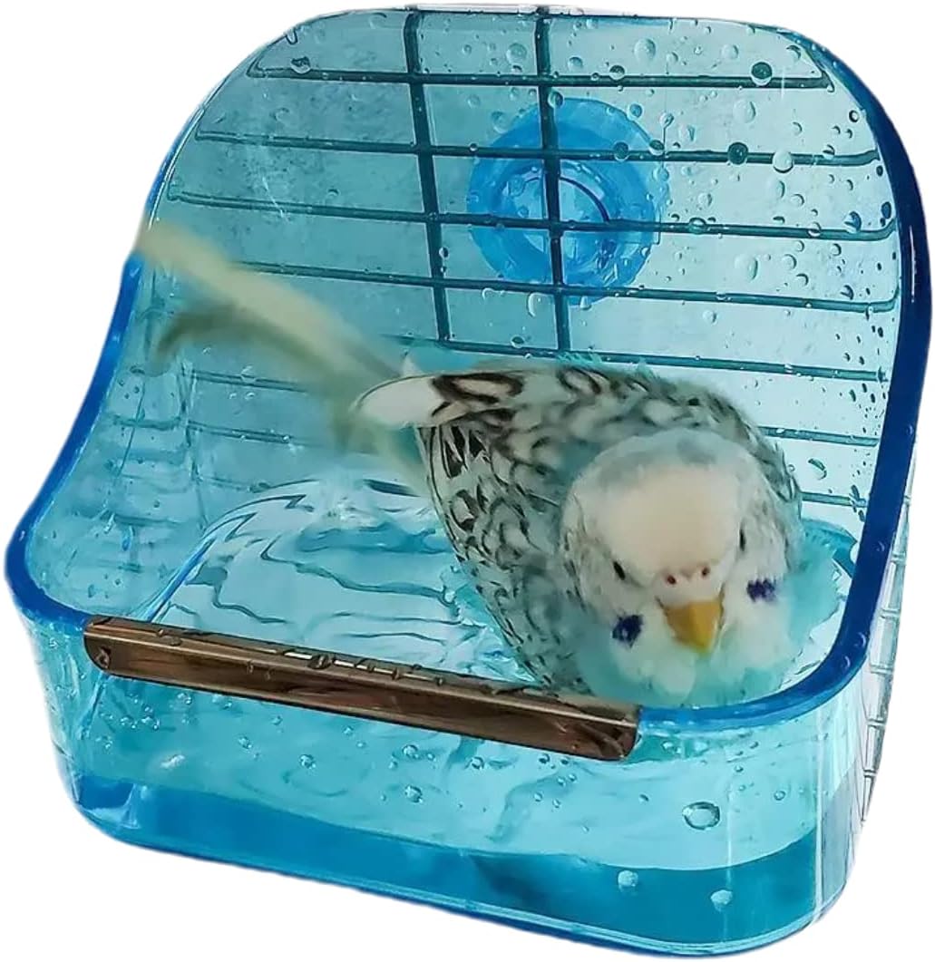 Bañera para pájaros, caja de baño de cristal para pájaros, jaula para pájaros, jaula, accesorio para bañera para pájaros pequeños, periquitos,