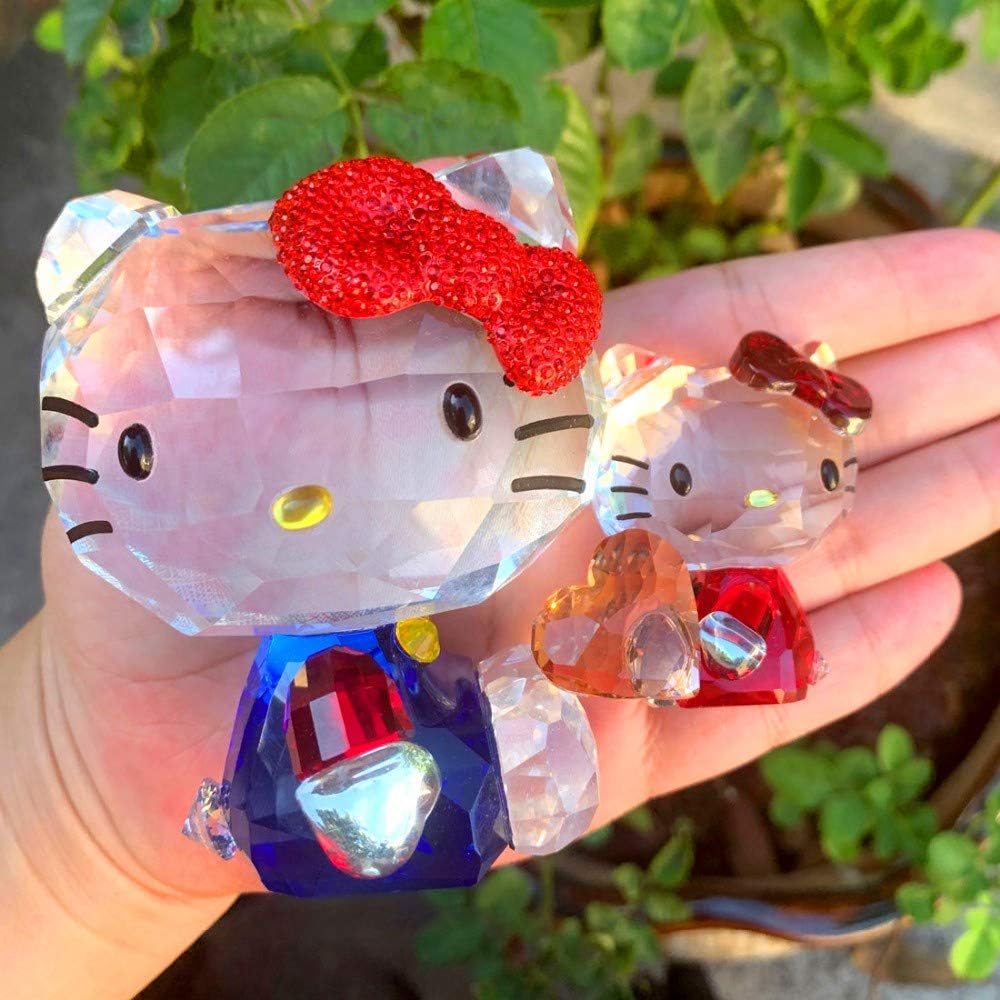 Figuras de gato de dibujos animados de cristal, adorno para automóvil, pisapapeles, boda, hogar, mesa, regalo, regalo para dama (niño grande)