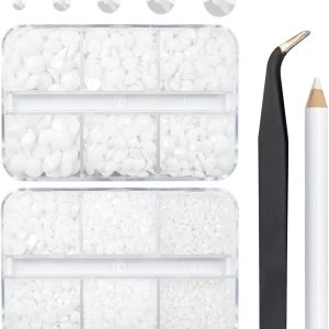 3060 diamantes de imitación de resina blanca con parte trasera plana para vasos, diamantes de imitación de resina de gelatina de color blanco puro 3060 diamantes de imitación de resina blanca con parte trasera plana para vasos, diamantes de imitación de resina de gelatina de color blanco puro