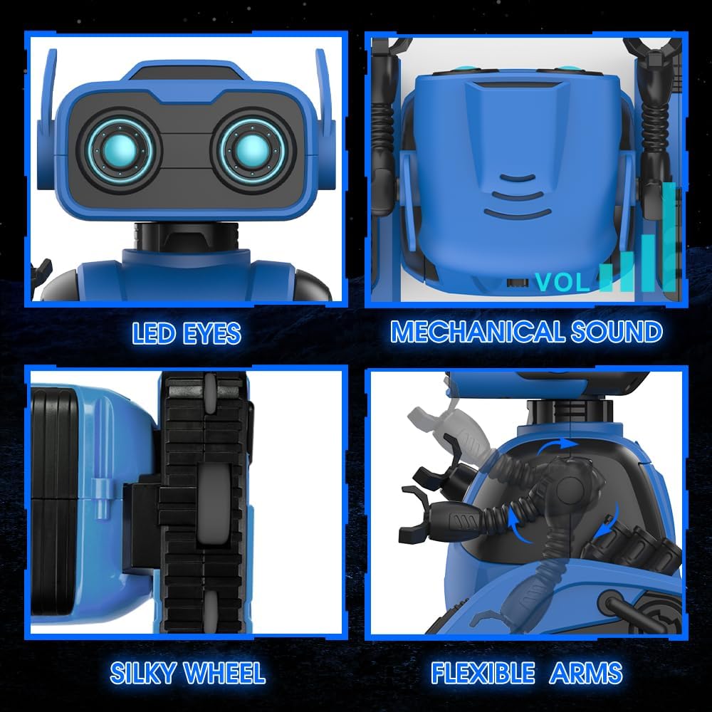 Robots de control remoto para niños, con ojos LED, movimientos de baile, música, cabeza y brazos flexibles, regalo de Navidad para mayores de 3 años