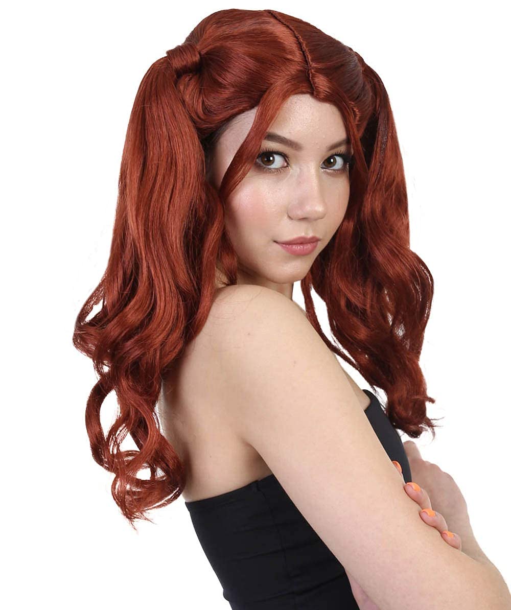 HalloweenPartyOnline Dolly – Peluca de cola de caballo (adulto, castaño rojizo oscuro)