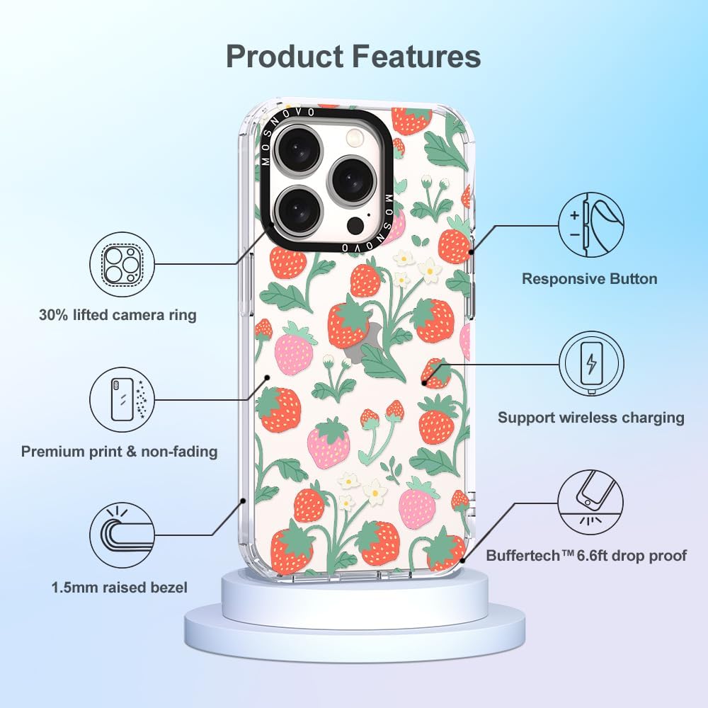 MOSNOVO Buffertech – Funda compatible con iPhone 15 Pro, impacto de caída de 6.6 pies, tecnología antidesprendimiento, funda transparente de TPU con