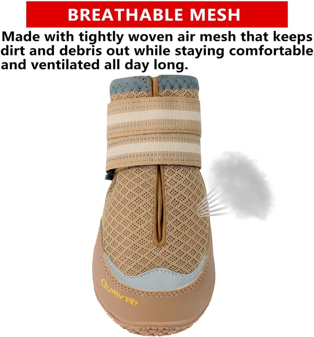 QUMY 4 zapatos de perro para pavimento caliente, botas de perro medianas y grandes y protectores de patas para protección contra el calor del