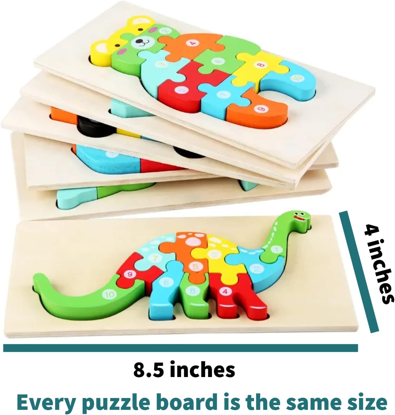 Juego de tres rompecabezas educativos Montessori de madera – Reptiles itinerantes paquete de 3, serpiente, cocodrilo, dinosaurio