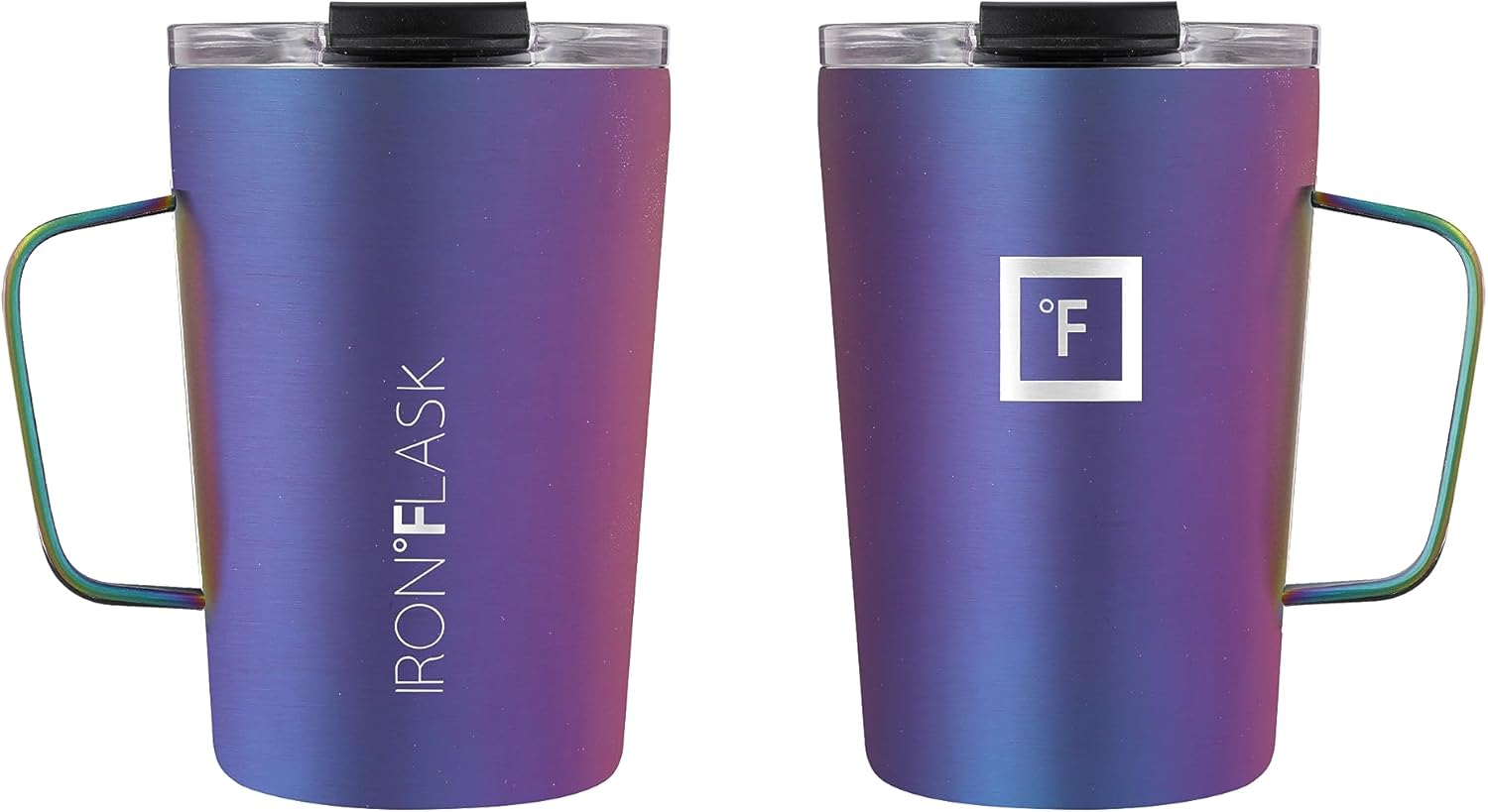 IRON FLASK – Taza para café con asa a prueba de fugas, botella de acero inoxidable con aislamiento al vacío, de doble pared, termo de viaje,