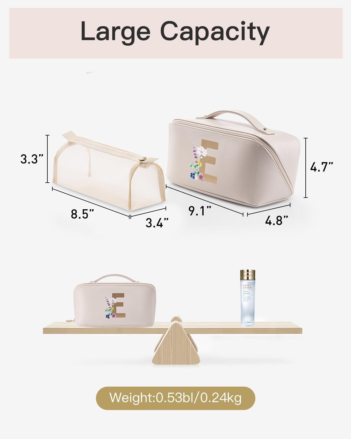 Vlando Bolsa de cosméticos de viaje – Bolsa de maquillaje, bolsa de cosméticos impermeable de cuero PU, 02-Blanco-E, Moda