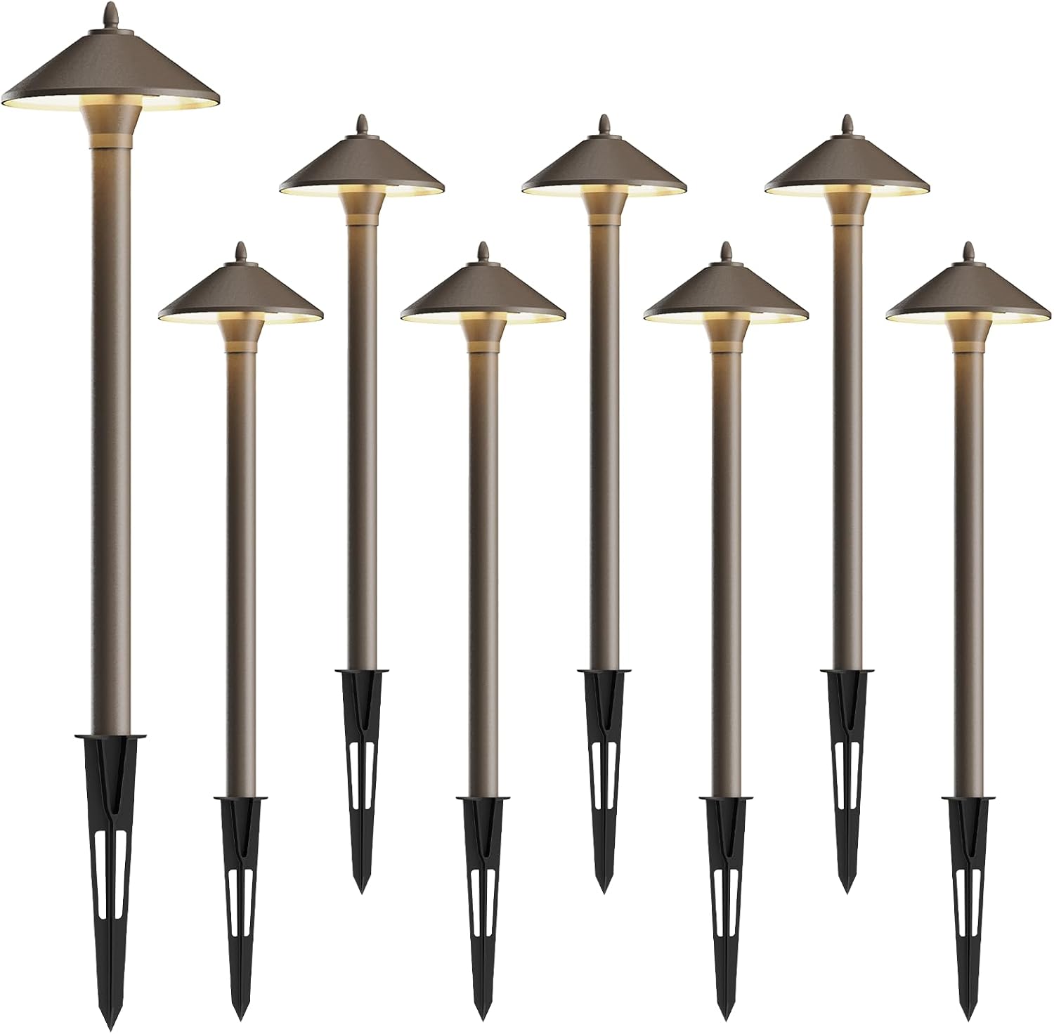 GOODSMANN Iluminación de paisaje al aire libre de bajo voltaje Kits de iluminación de paisaje 8PK Luces de camino con cable 10W 25 lúmenes 2700K