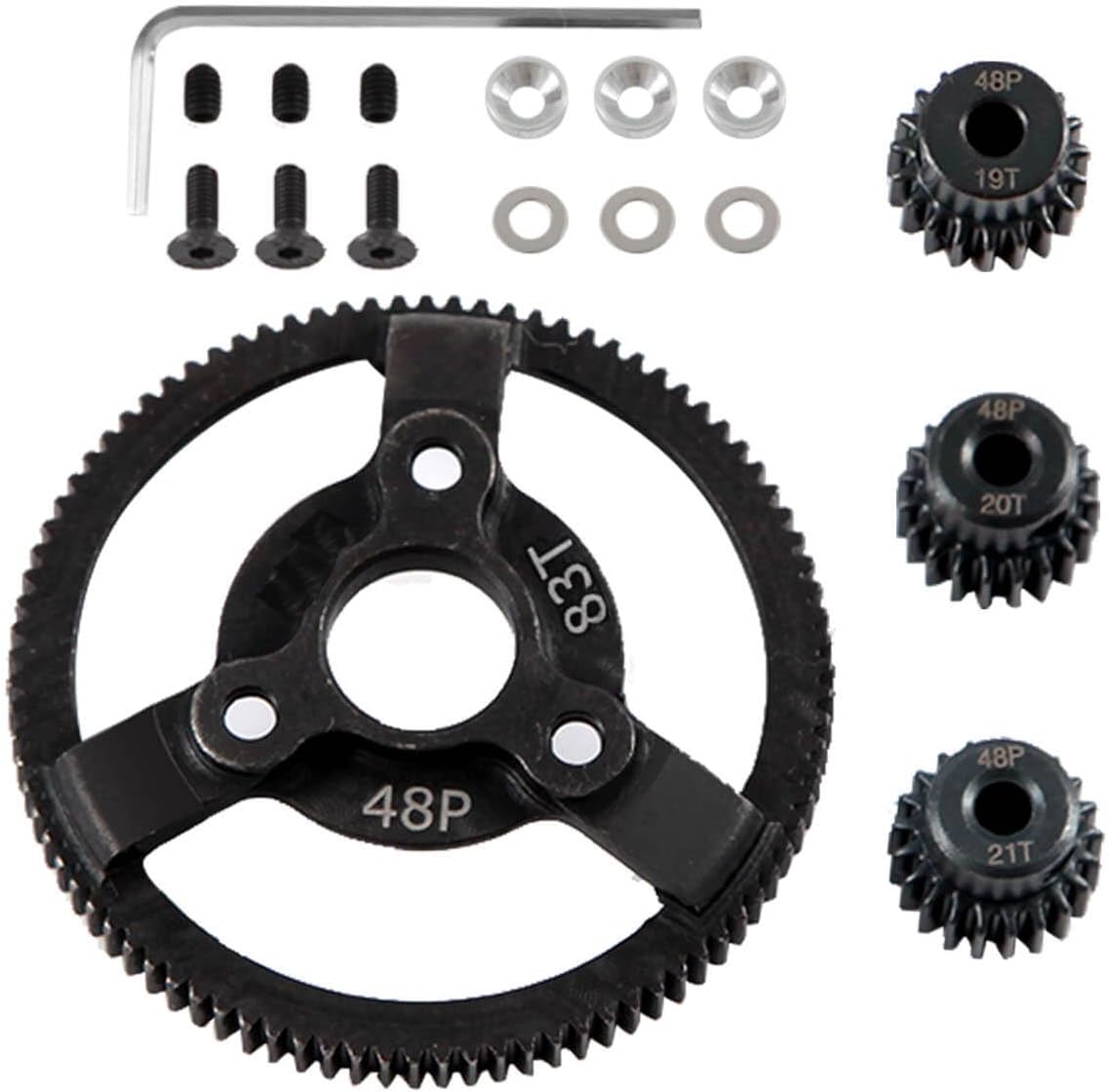 Engranajes de transmisión Spur Gear 48P 83T con19T20T21T Piñones Piezas de actualización para 110 Slash 2wdRustlerStampede, engranajes de
