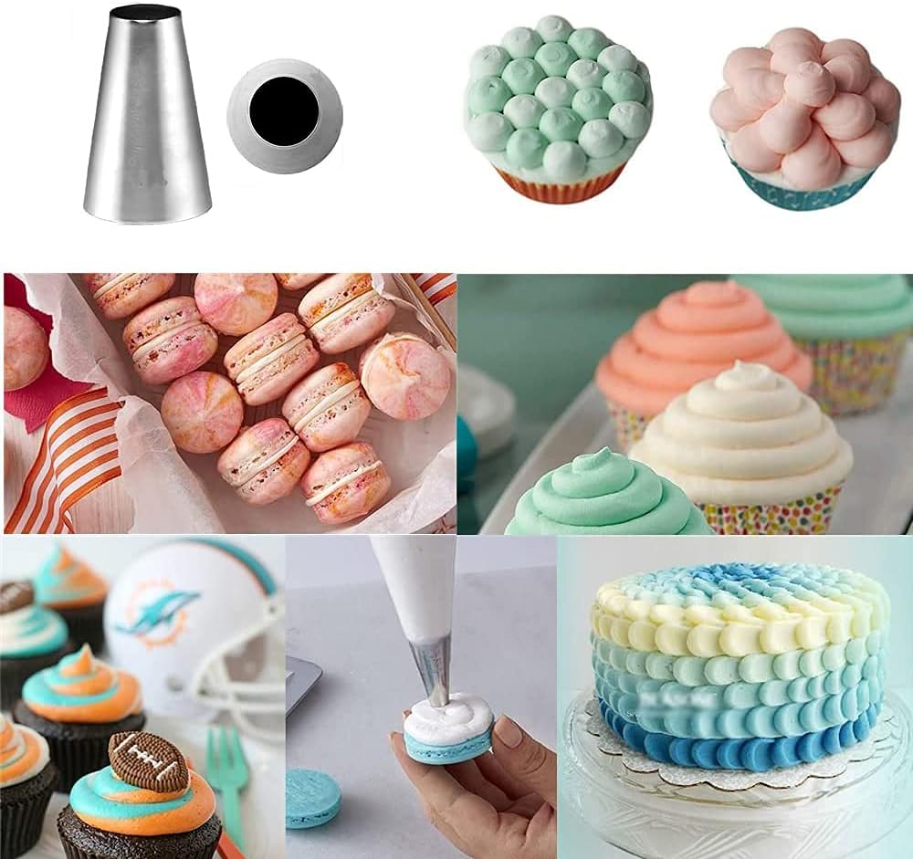 Meao Juego de 4 puntas grandes para tuberías  Kit de boquillas de acero inoxidable para pastelería, cupcakes, pasteles, galletas, decoración #4