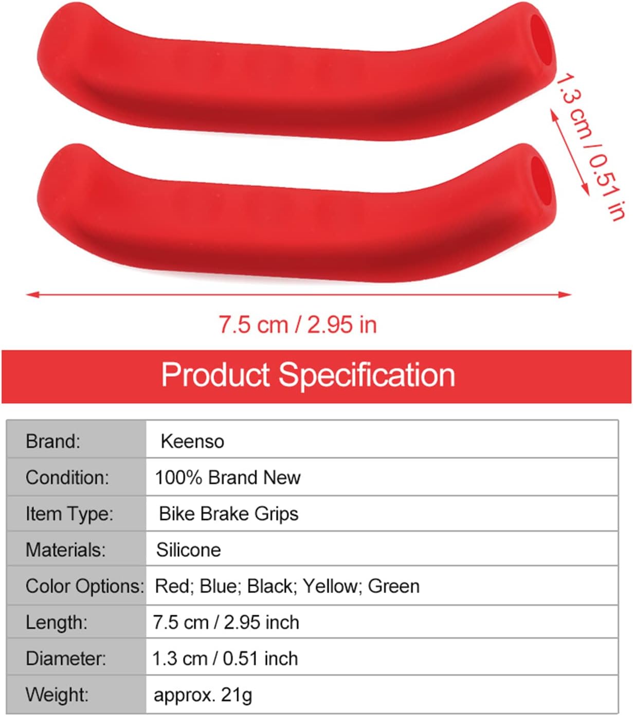 Zerone Empuñaduras de freno de bicicleta de 5 colores, cubierta de palanca de freno de bicicleta antideslizante, impermeable, protector de ciclismo,