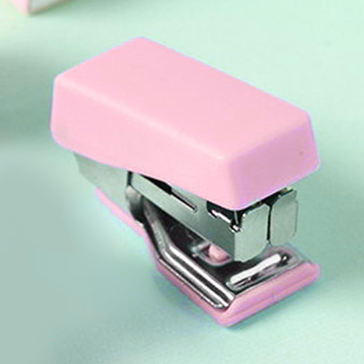 Juego de mini grapadoras, conveniente engrapadora compacta de escritorio de oficina para suministros de oficina (rosa Sakura)