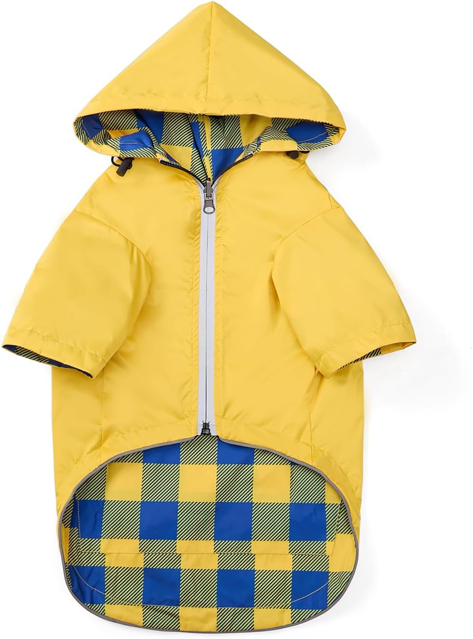 Impermeable para perro, chaqueta impermeable para cachorros, con patas y capucha para perros pequeños y medianos, poncho reversible con cremallera