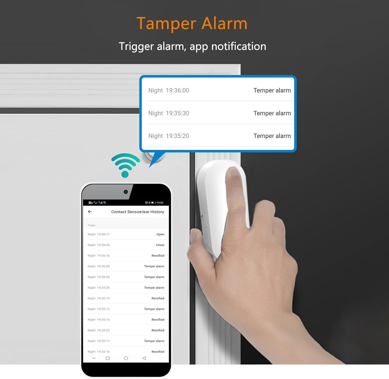 Alarma inteligente con sensor de puerta WiFi, sensor de entrada magnético, sensor de entrada magnética, alarma antirrobo de ventana de puerta,