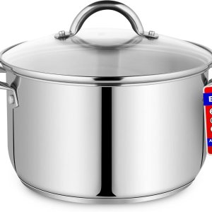 Bakken-Swiss Deluxe – Olla de acero inoxidable de 5 cuartos de galón con tapa transparente de vidrio templado, deliciosas sopas, guisos y cocción Bakken-Swiss Deluxe – Olla de acero inoxidable de 5 cuartos de galón con tapa transparente de vidrio templado, deliciosas sopas, guisos y cocción