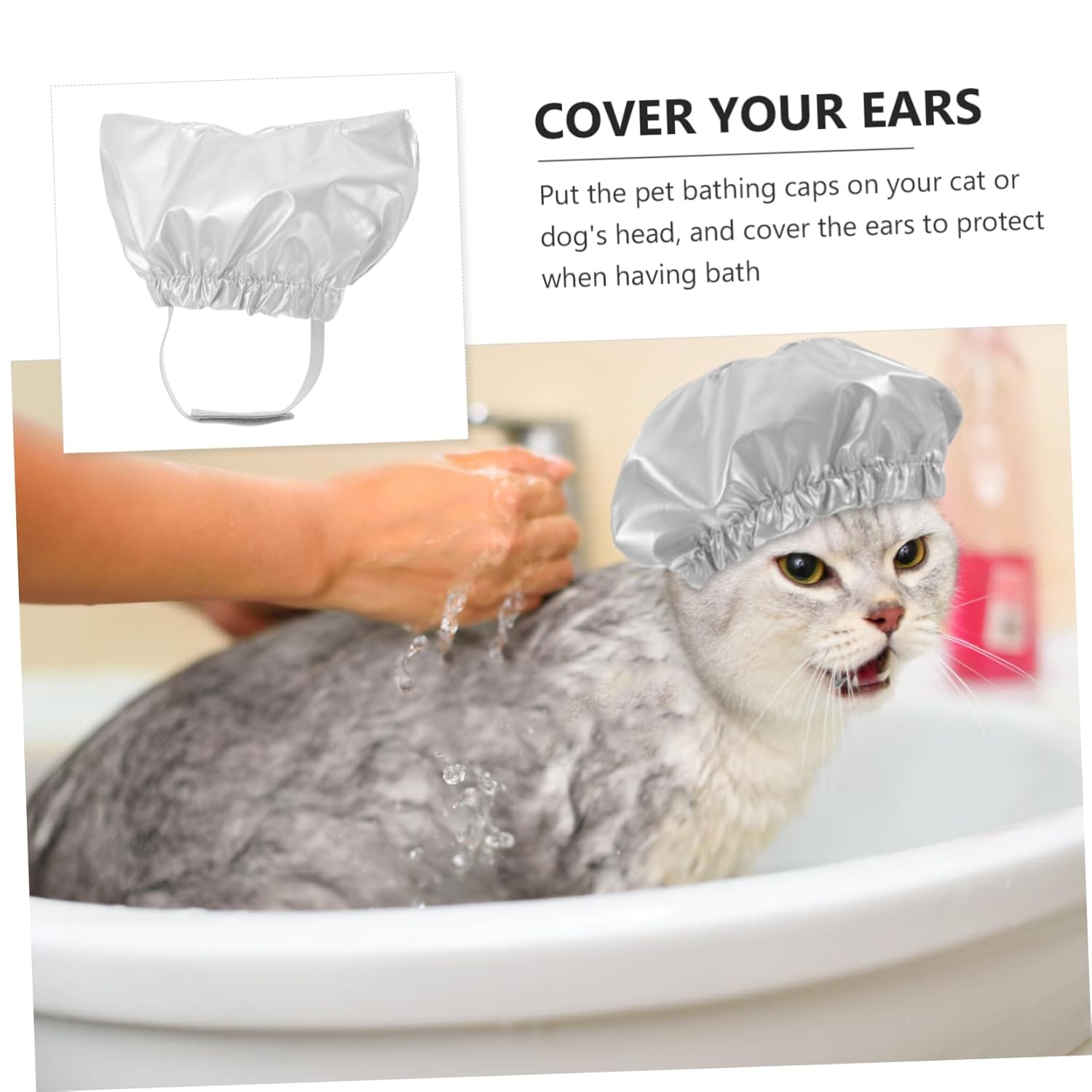 SUPVOX Gorro de ducha para mascotas, gorro de ducha portátil para perros, sombreros para perros grandes, sombrero de baño para cachorros, protector