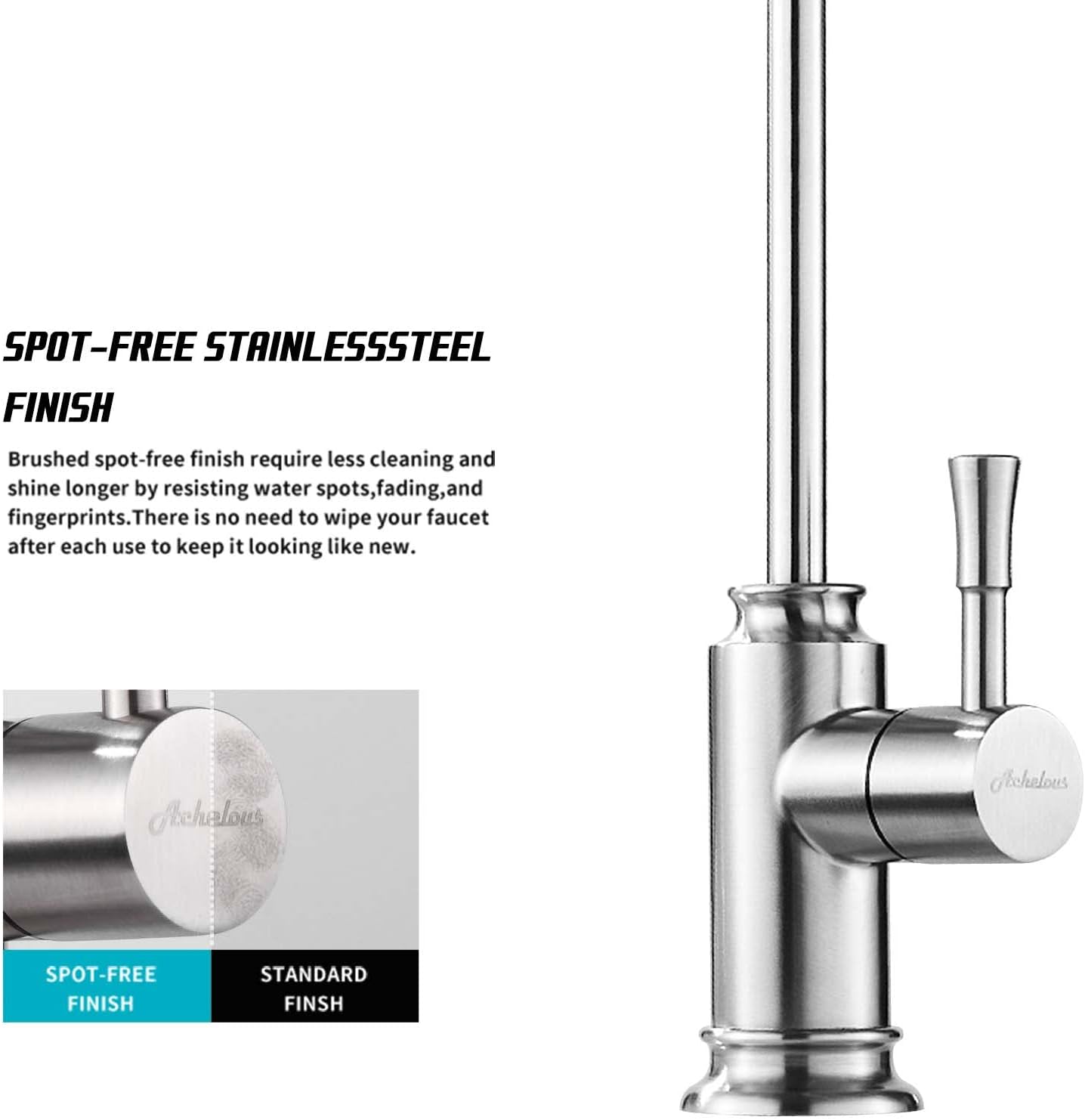 Achelous Grifo de filtro de agua de cocina de níquel cepillado, grifo de agua potable sin plomo de acero inoxidable que se adapta a unidades de