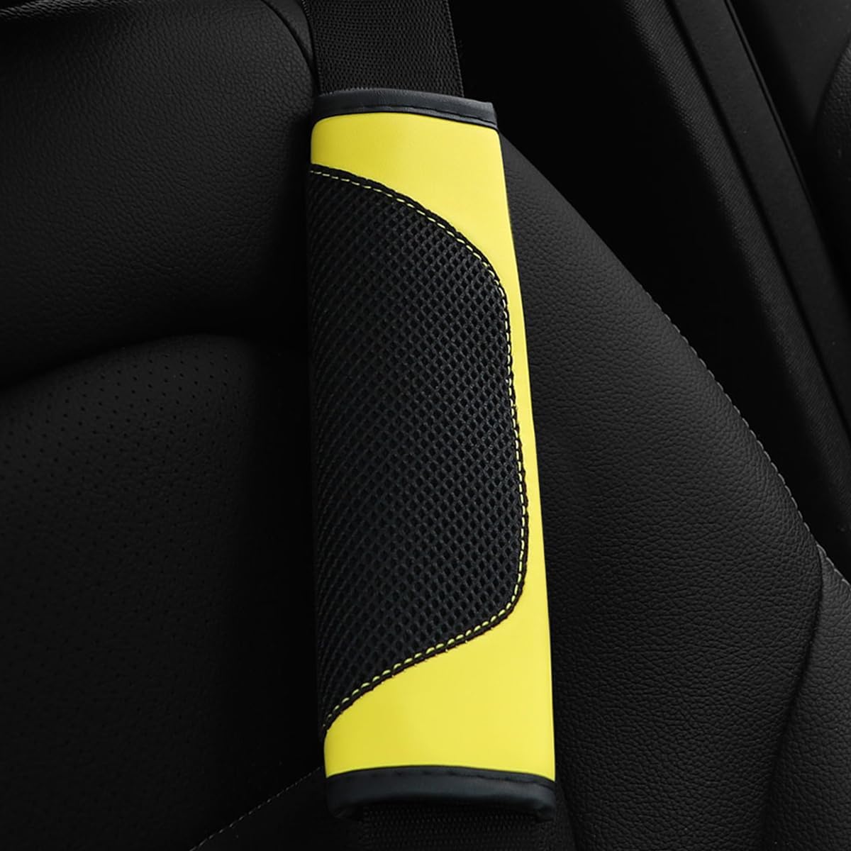 BESULEN Fundas para cinturón de seguridad de automóvil, 2 unidades de malla de cuero, protector universal para correa de hombro para cinturón de
