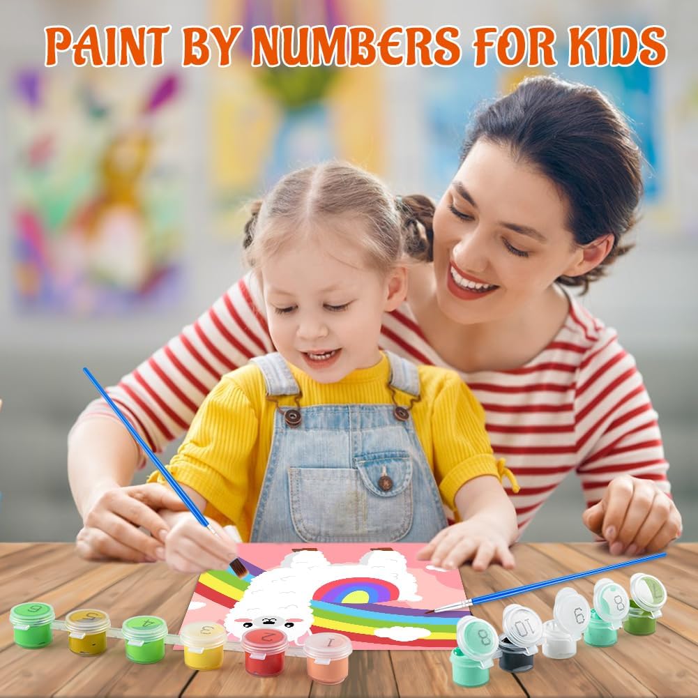 Pintura por números para niños de 8 a 12 años, kits de pintura acrílica fácil por números para niñas, niños y adultos con marco de madera, kits de