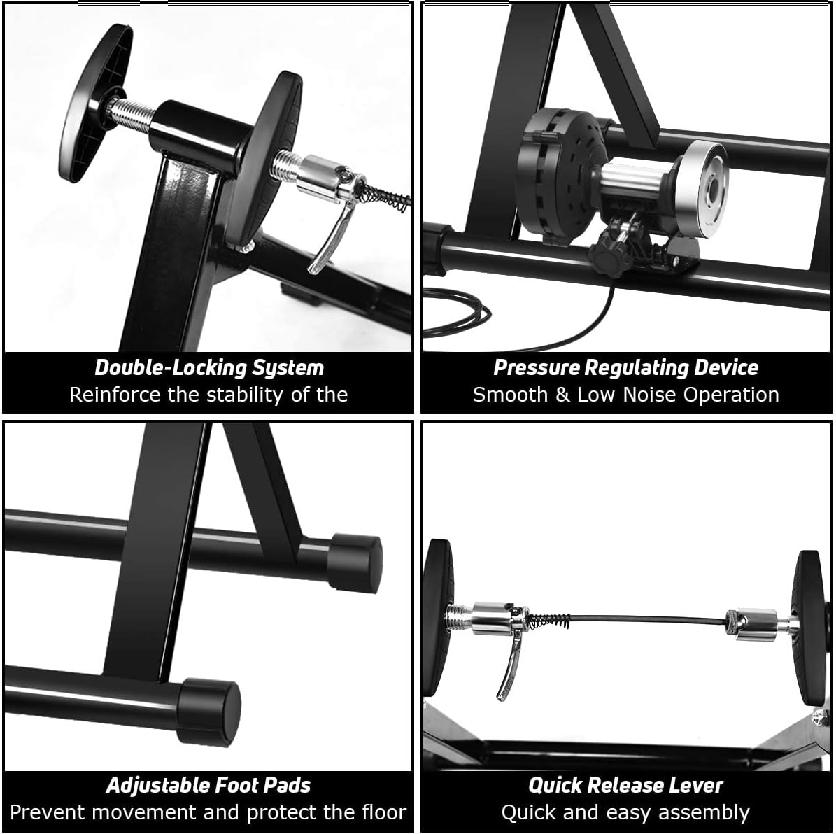 Sporfit Soporte de entrenamiento de bicicleta, soporte de bicicleta estacionario para montar en interiores, soporte magnético de acero para ruedas