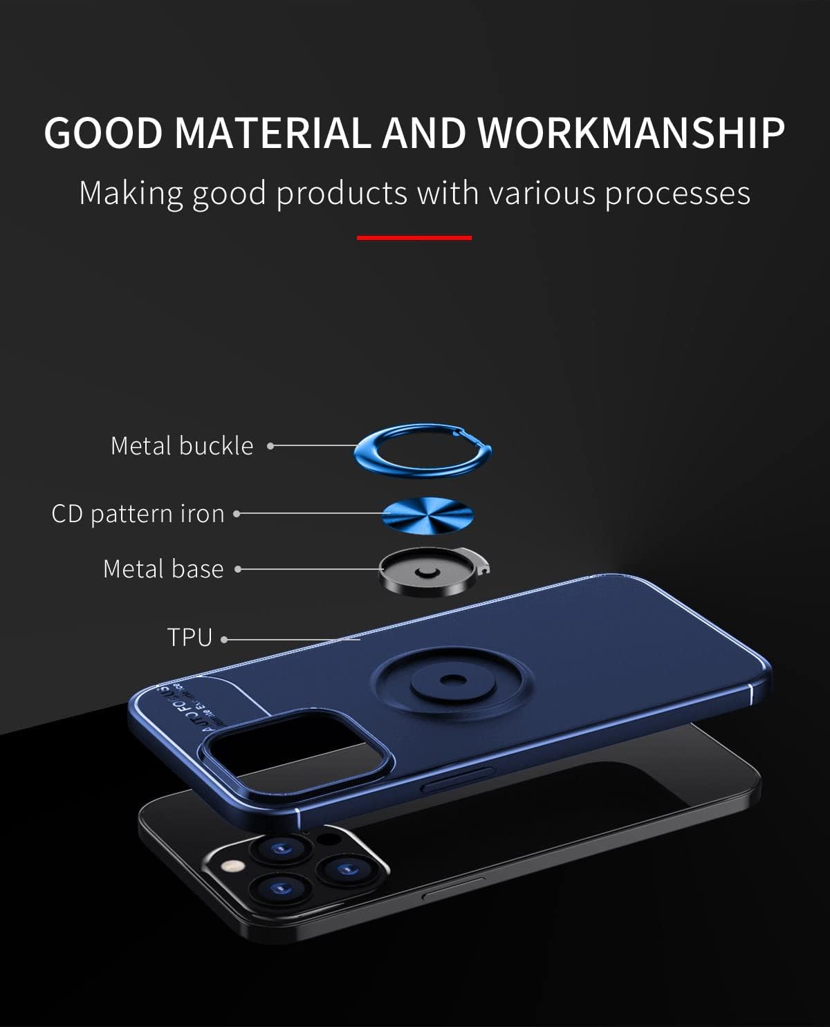 Asuwish Funda protectora para iPhone 13 Pro de 6.1 pulgadas con protector de pantalla de vidrio templado y soporte de anillo para celda protectora