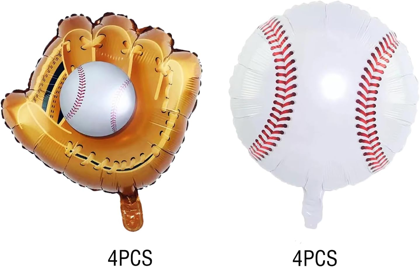 8 globos de papel de aluminio de béisbol, decoraciones de guantes, murciélagos, redondos, temática de béisbol, globos de Mylar para niños,
