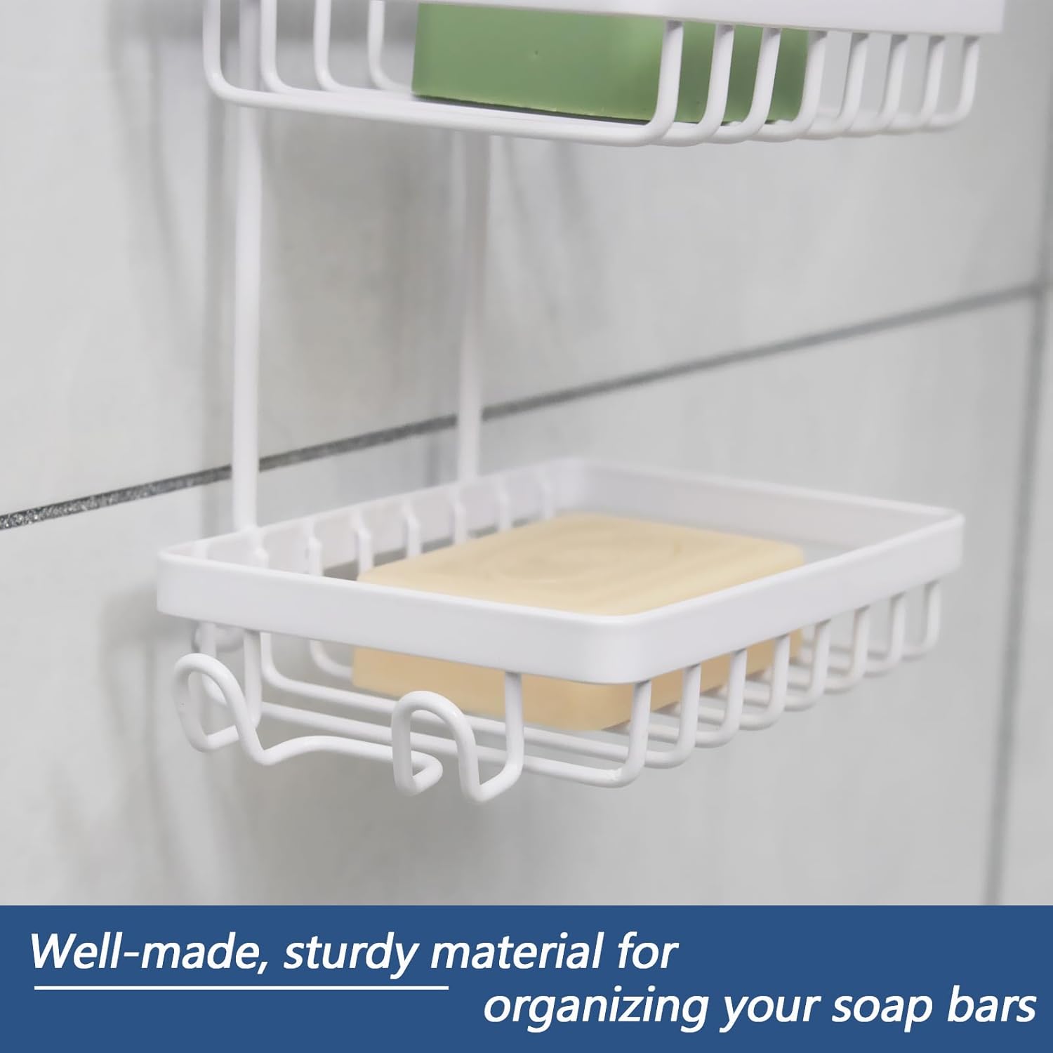 Soporte de jabón en barra para ducha, soporte de jabón de 3 niveles para pared de baño, soporte de barra de champú de acero inoxidable con 2 ganchos