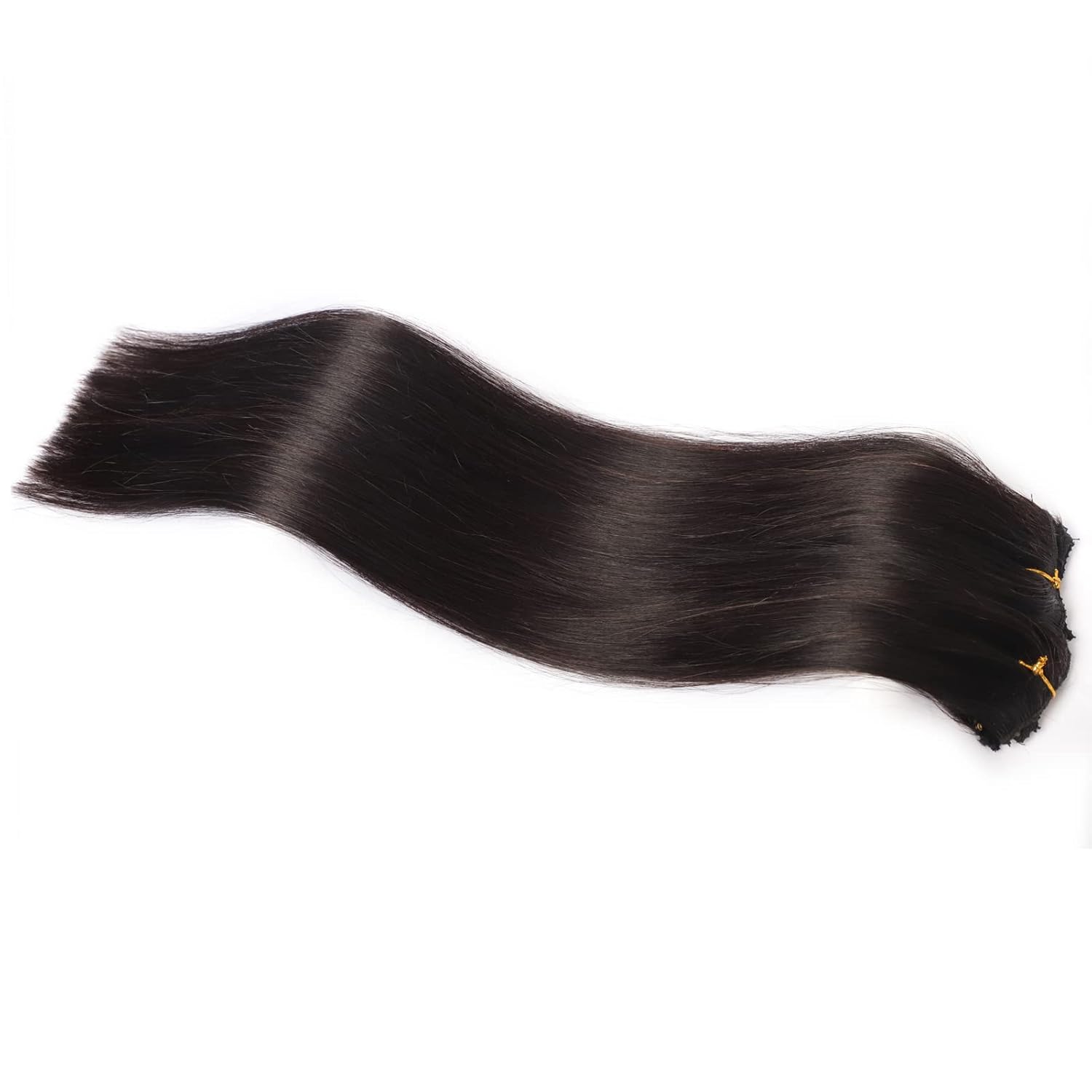 Dalise Extensiones de cabello humano con clip, color negro natural, doble trama, extensiones de cabello suave liso con clip (#1B, 16 pulgadas)