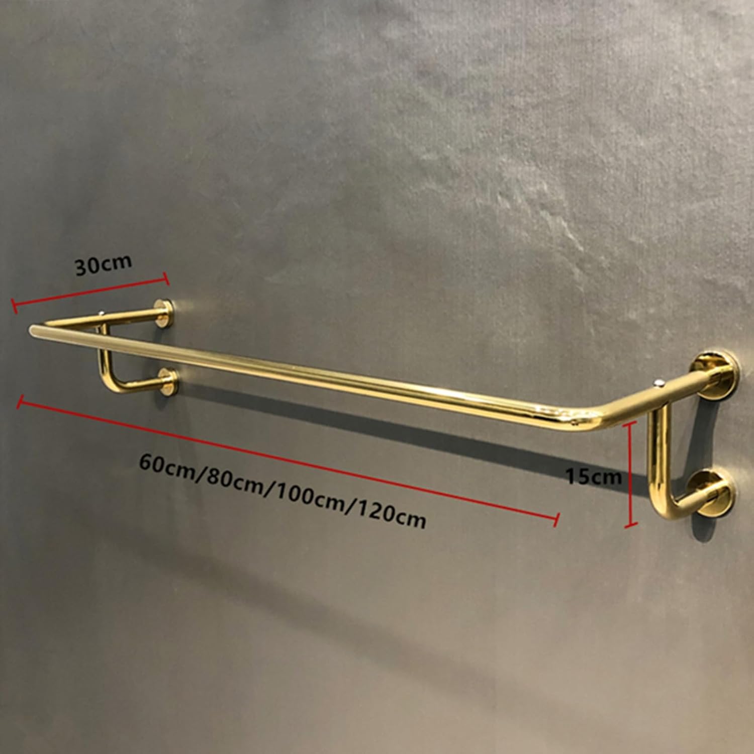 Riel de ropa moderno, para colgar en la pared, barra de ropa, perchero de acero inoxidable SUS304 a prueba de óxido, acabado dorado pulido, colgador