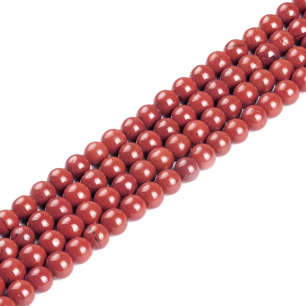 Cuentas de roca roja para hacer joyas de 0.394 in Cuentas redondas de piedra para pulseras piedra de jaspe natural, 36 piezashebra