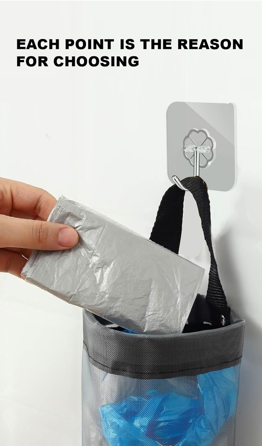 Soporte para bolsas de plástico, soporte para bolsa de comestibles, dispensador de bolsas de almacenamiento colgantes de malla, 2 soportes de bolsas
