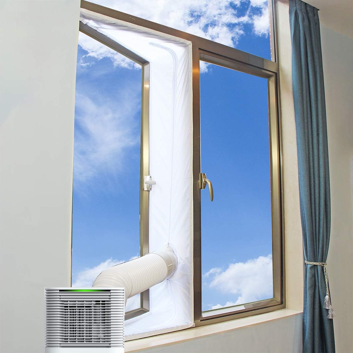Sello universal de ventana de 157.5 in157Is. para aire acondicionado portátil y secadora de ropa. Fácil de instalar, protectores de intercambio de
